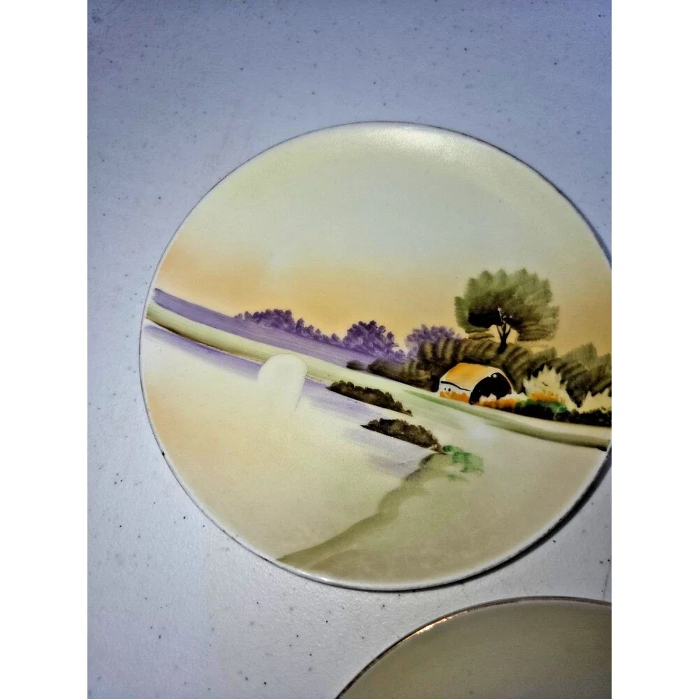 Vintage Meito China Porcelain Hand Painted Plates Lot of 3 made in Japan 6 Inch